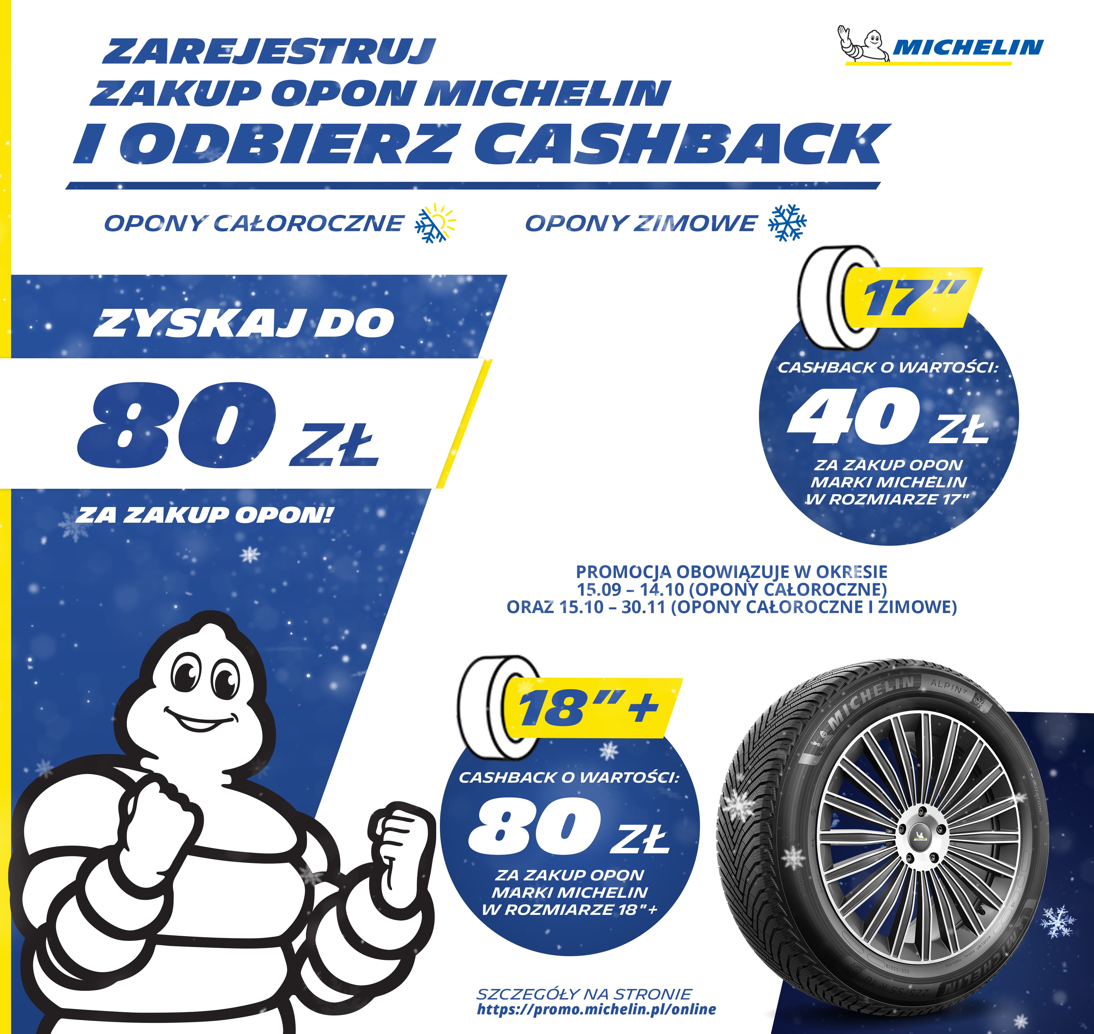 Odbierz do 80 zł za<nbsp/>zakup nowych opon MICHELIN!