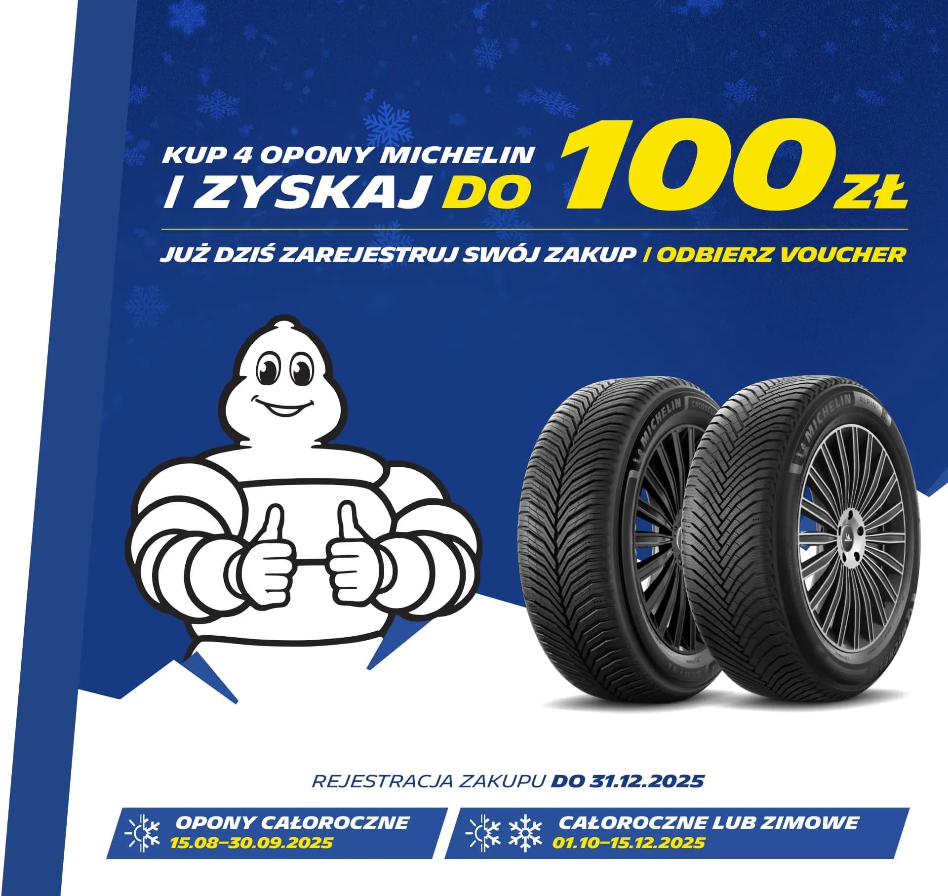 Odbierz do 100 zł za<nbsp/>zakup nowych opon MICHELIN!
